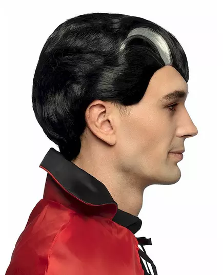 Zwart-witte vampierspruik voor mannen, image 2