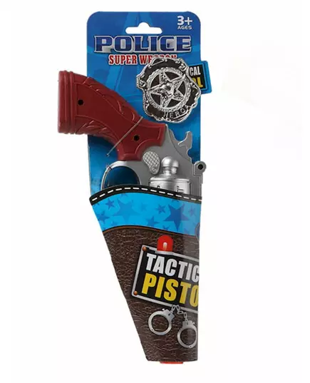 Zilverkleurig nep pistool met politie badge, image 2