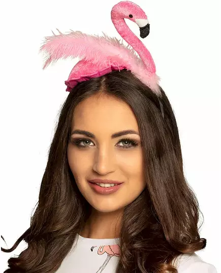 Serre-tête flamant rose plume rose adulte, image 2