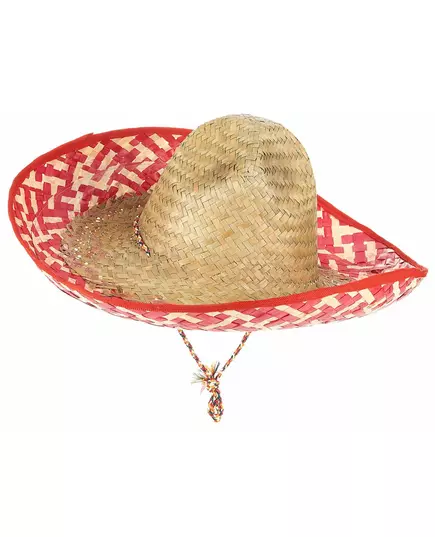 Sombrero Mexicain rouge et paille Adulte, image 2