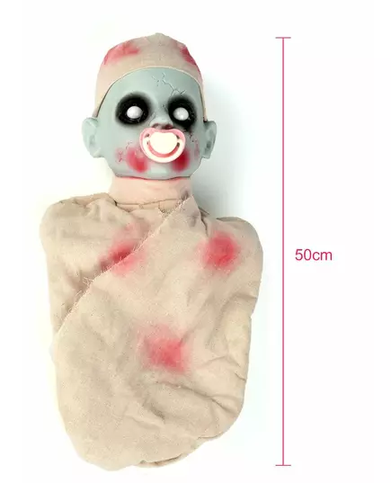 Bloederige zombie baby met licht en geluid 50 cm, image 2