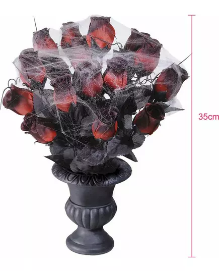 Bosje rode Halloween rozen met spinnenweb, image 2