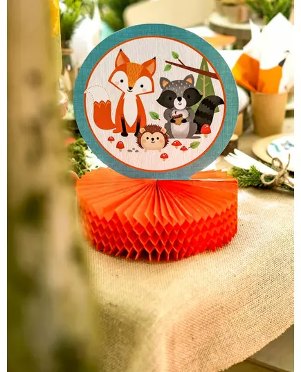 Centre de table en papier alvéolé, animaux de la forêt, 23 x 30,5 cm, image 2