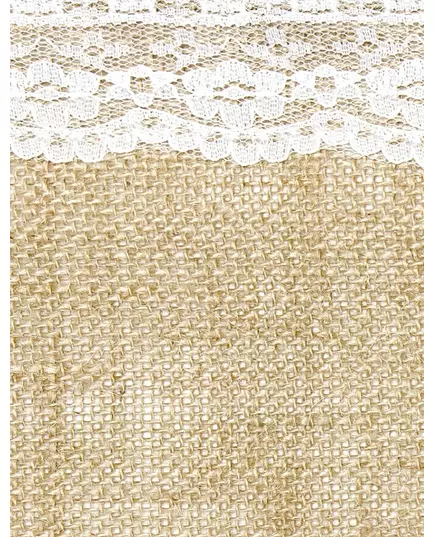 Chemin de table en jute avec bordures en dentelle 28 cm x 2,75 m, image 2