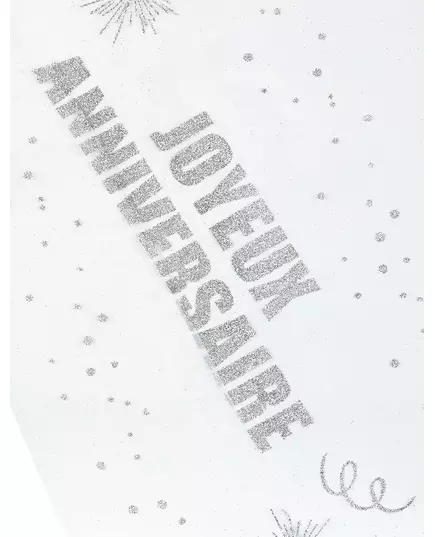 Chemin de table en organza argenté « Joyeux anniversaire » 29 cm x 5 m, image 2