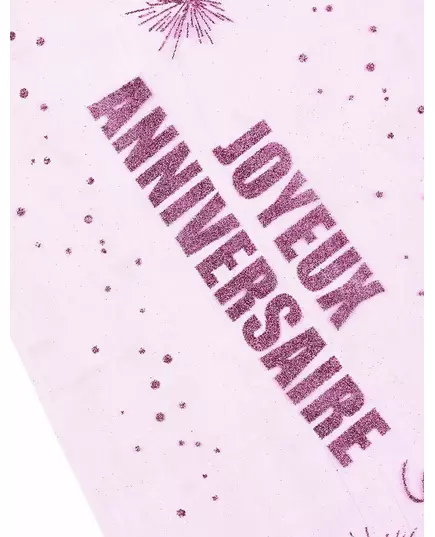 Happy Birthday fuchsia organza tafelloper 29 cm x 5 m, image 2