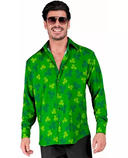 Heren St. Patrick's Day klavertjevier shirt met lange mouwen, Maat: Small/Medium, image 2