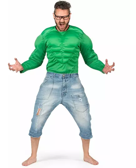 Chemise muscles verts adulte, Taille: Medium, image 2