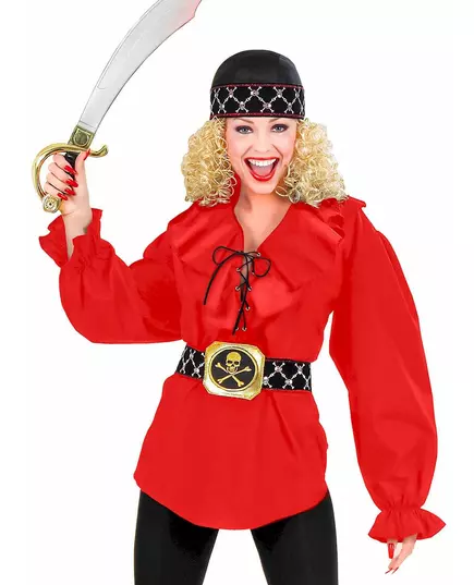 Chemise rouge pirate femme, image 2