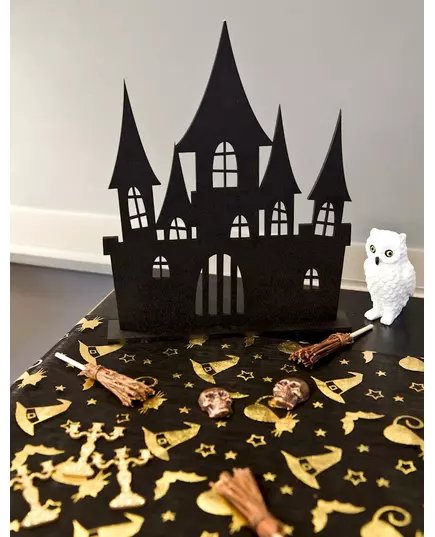 Décoration château hanté en bois noir 18 x 23 cm, image 2