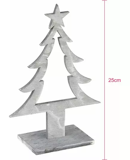 Décoration sapin de noël en bois gris 25 x 11 x 8 cm, image 2