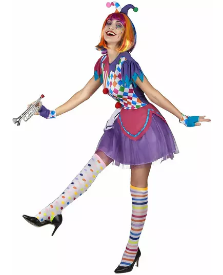 Déguisement arlequin pompons colorés femme, Taille: Small, image 2