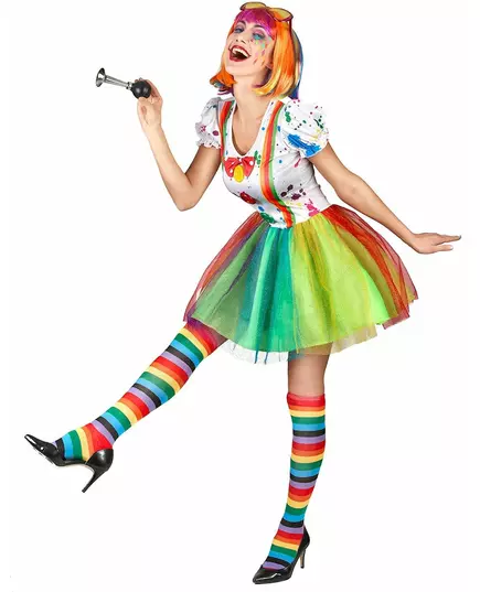 Déguisement clown peinture multicolore femme, Taille: Small, image 2