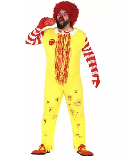 Rood en geel zombie clown kostuum voor volwassenen, image 2