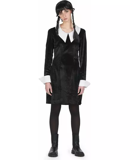 Déguisement écolière gothique velours noire femme, Taille: Large, image 2
