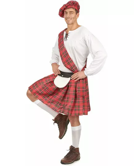 Déguisement écossais rouge et blanc homme, Taille: Medium, image 2