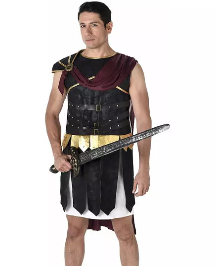 Déguisement gladiateur Romain noir et doré homme, Taille: Medium, image 2