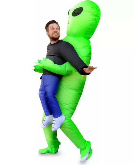 Opblaasbar buitenaards kostuum voor volwassene alien, image 2