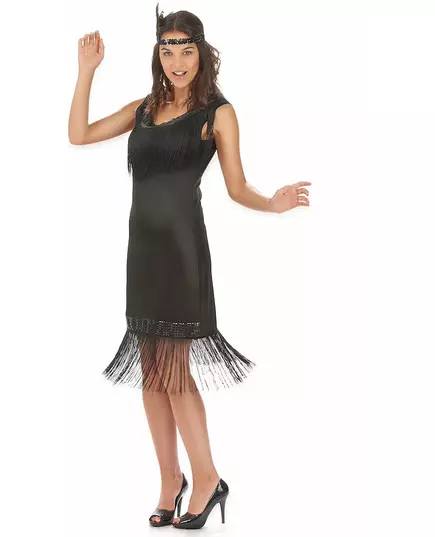 Déguisement grande taille robe Charleston noire femme, image 2