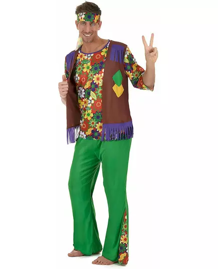 Déguisement Hippie flower power homme, Taille: Large, image 2