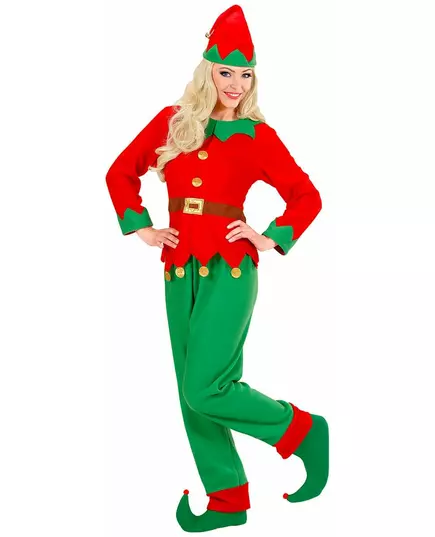 Déguisement lutin du Père Noël femme, Taille: Small, image 2