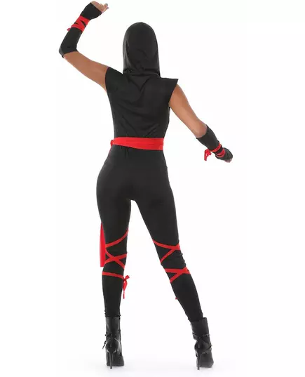 Sexy zwart en rood ninja kostuum voor dames, Maat: Small, image 2