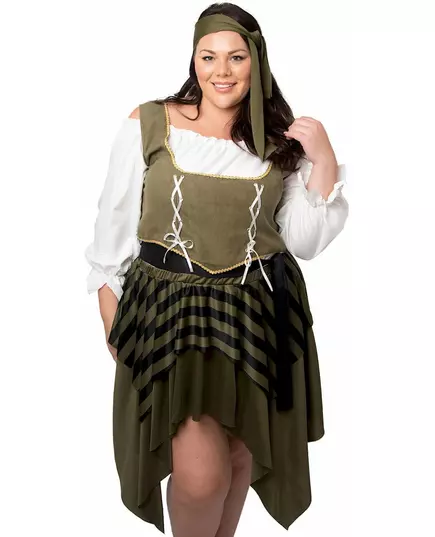 Déguisement pirate flibustière vert grande taille femme, image 2