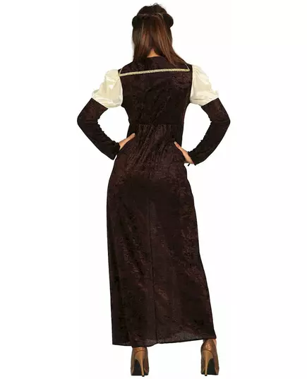 Déguisement princesse médiévale marron femme, Taille: Medium (38–40), image 2