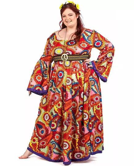 Déguisement robe hippie grande taille femme, Taille: XX-Large, image 2