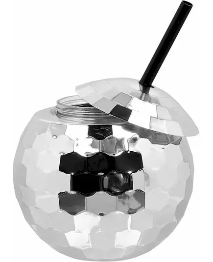Beker discobal met rietje zilver 650 ml, image 2