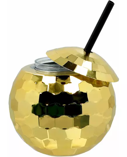 Beker discobal met rietje goud 650 ml, image 2