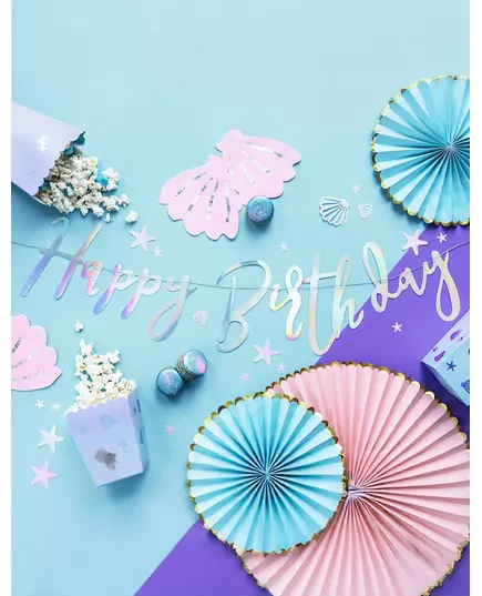 Guirlande en carton happy birthday iridescent 16,5 x 62 cm, image 2