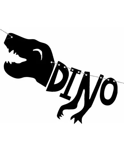 Zwarte kartonnen dino party feestslinger, image 2