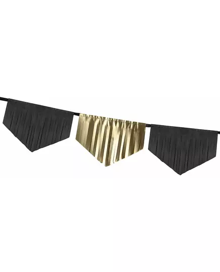 3m zwarte en gouden franje papieren slinger, image 2