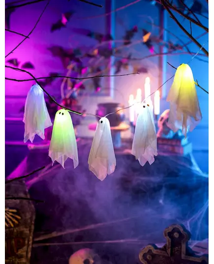 Guirlande fantômes lumineux Halloween 150 cm, image 2