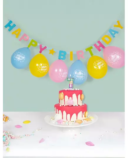 Guirlande lettres Happy Birthday en carton 150 cm, image 2