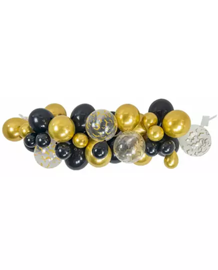 Kit arche de 34 ballons Halloween noir, or et transparent avec chauve-souris, image 2