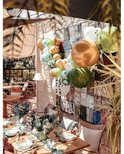 Kit d'arche de ballons tropicaux avec 86 feuilles de lierre, de palmier et de monstera, image 2