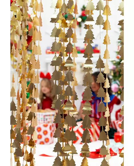 Rideau de fils scintillant sapins dorés 100 x 245 cm, image 2