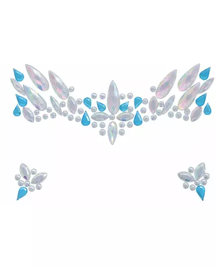 Bijoux pour visage adhésifs cristaux blancs et bleus, image 2