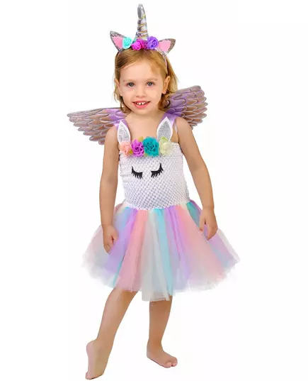 Déguisement licorne fleurie pastel fille, Taille: 10–12 ans (130–140 cm), image 2