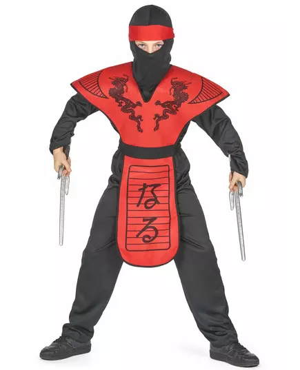 Rode draken strijder ninja kostuum voor jongens, Maat: 7–9 jaar (120–130 cm), image 2