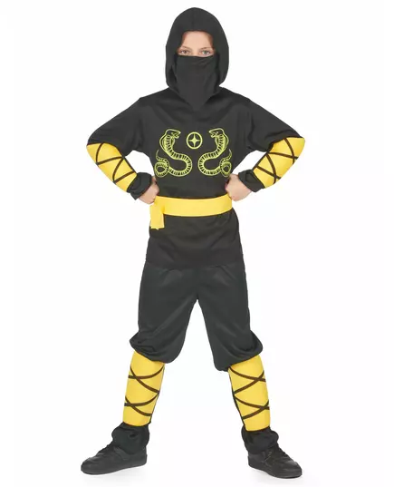 Déguisement ninja noir et jaune garçon, Taille: 10–12 ans (130–140 cm), image 2