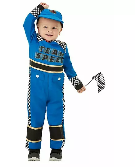 Déguisement pilote de voiture de course bleu bébé, Taille: 1–2 ans (84/89 cm), image 2