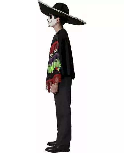 Déguisement poncho squelette Dia de los muertos enfant, Taille: 3–4 ans (98–115 cm), image 2