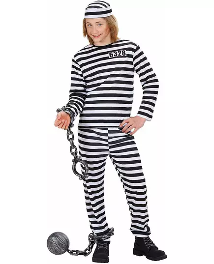 Déguisement prisonnier noir et blanc adolescent, image 2