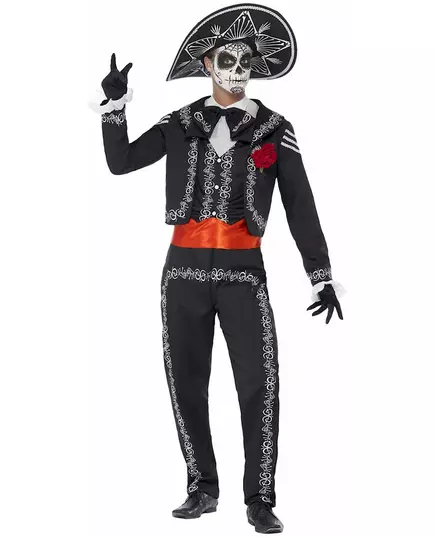 Déguisement squelette mexicain homme Dia de los muertos, Taille: Medium, image 2