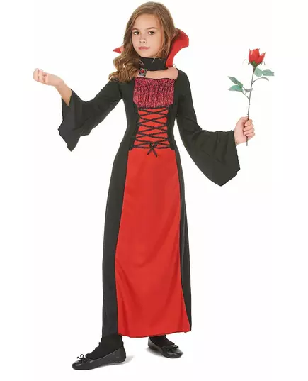 Déguisement vampire long fille Halloween, Taille: 10–12 ans (130–140 cm), image 2