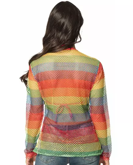 Haut résille arc en ciel femme, image 2