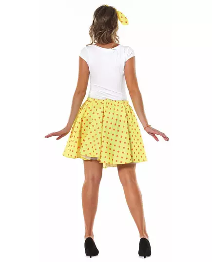 Jupe et foulard jaune à pois années 50 femme, image 2